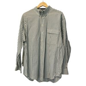 Cutter & Buck | Shirt Green Striped Cotton Button Down Collar XL